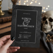 ダークゴシックの黒いフローラサテンダマスクウェディング 招待状