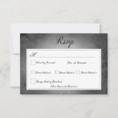 ダークゴシックの黒い水の色の蛾の結婚夕食 出欠カード (正面)