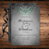 ダークゴシックの黒い水色の緑のガ結婚ス 招待状