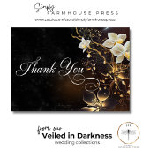 ダークゴシックの黒と白のオーキッドのスペル結婚ズ サンキューカード