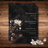 ダークゴシックの黒と白のオーキッドのスペル結婚ズ 招待状