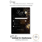 ダークゴシックの黒と白のオーキッドスペールディナー 出欠カード