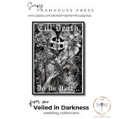 ダークゴシックの黒と白のスケルトン結婚カップル 招待状