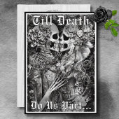 ダークゴシックの黒と白のスケルトン結婚カップル 招待状