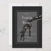 ダークゴシックの黒のシークインのカップルのハンドシャワー 招待状 (正面)