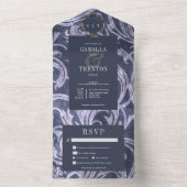 ダークゴシックアンティークパープルダマスディナー オールインワン招待状 (内側)