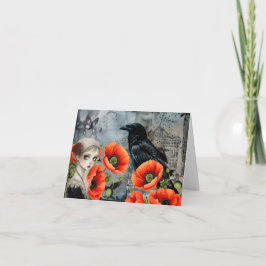 ダークゴシックガールアートコラージュ空白のノートカード シーズンカード