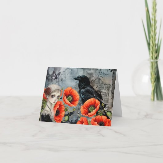 ダークゴシックガールアートコラージュ空白のノートカード シーズンカード (正面)