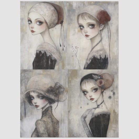 ダークゴシックガールグランジコラージュのデコページ 薄葉紙 (正面)