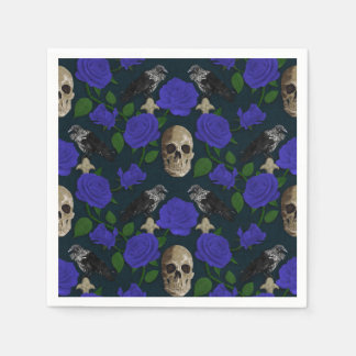 ダークゴシックグランギーバラつる植物レイブンスカルブルー スタンダードカクテルナプキン