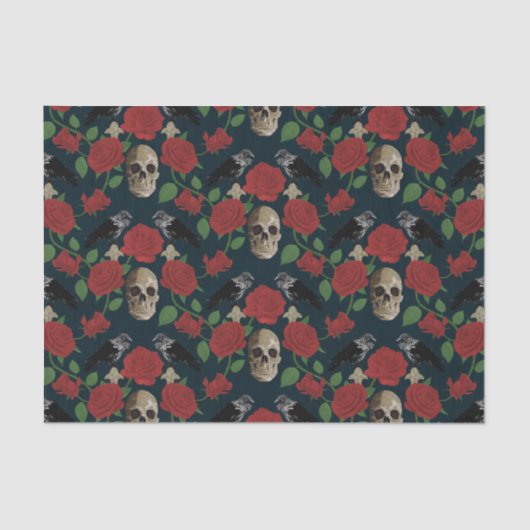 ダークゴシックグランギーバラつる植物レイブンスカルレッド 薄葉紙 (正面)