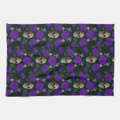 ダークゴシックグランギーバラつる植物レイヴンスカル紫 キッチンタオル (横)