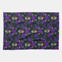 ダークゴシックグランギーバラつる植物レイヴンスカル紫 キッチンタオル