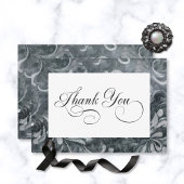 ダークゴシックグレイ&ブラックダマスク&ラヴェンス結婚ズ サンキューカード