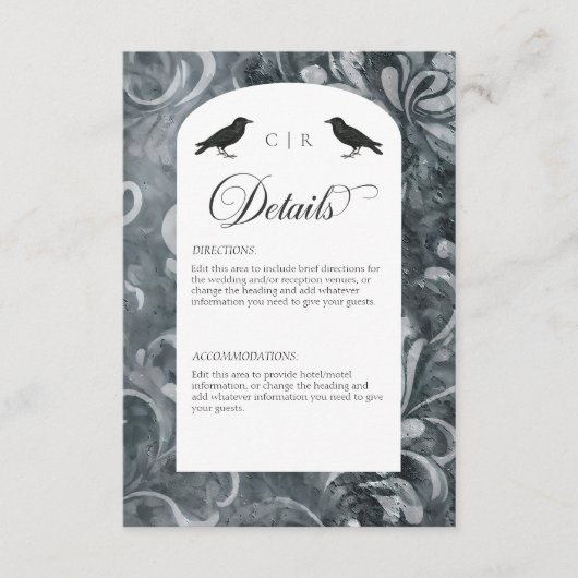 ダークゴシックグレー&ブラックダマスク&ラヴェンス詳細 エンクロージャーカード (正面)