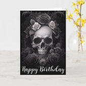 ダークゴシックスカルとバラ壁画 カード (黄色い花)