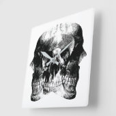 ダークゴシックスカルアート スクエア壁時計 (傾斜)