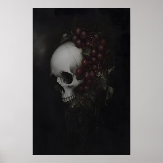 ダークゴシックスカルペインティングヴァニタス静物画 ポスター (正面)