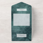 ダークゴシックティール（緑がかった色）&ブラックヴィンテージダイヤモンドNo Dinner オールインワン招待状 (外側)