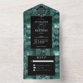 ダークゴシックティール(緑がかった色)&ブラックヴィンテージモスノーディナー オールインワン招待状 (内側)