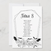 ダークゴシックテーブル結婚番号のシーティングカード (正面)