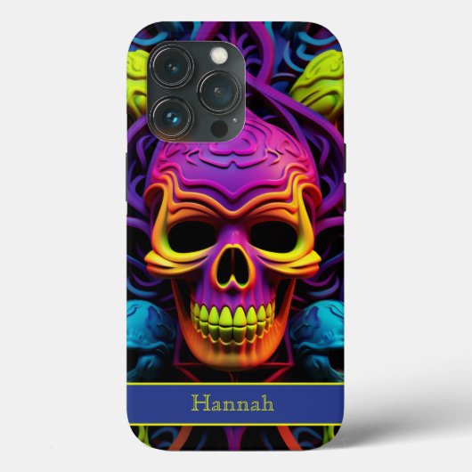 ダークゴシックネオンカラフルスカル Case-Mate iPhoneケース (裏面)