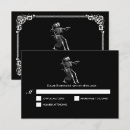 ダークゴシックハロウィンウェディングRSVPカード 出欠カード