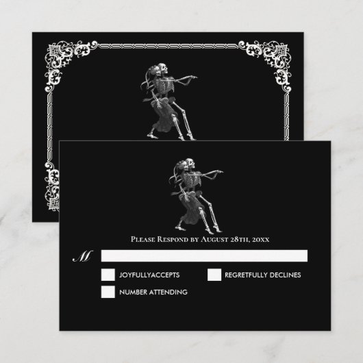 ダークゴシックハロウィンウェディングRSVPカード 出欠カード (正面/裏面)