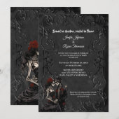 ダークゴシックハロウィン結婚式招待状 招待状 (正面/裏面)