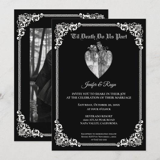 ダークゴシックハロウィン結婚式招待状 招待状 (正面/裏面)