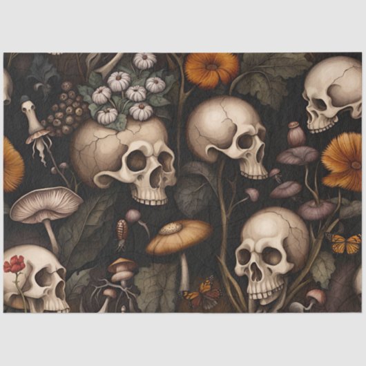 ダークゴシックハロウィーンスカルデコペ紙 薄葉紙 (正面)