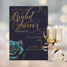 ダークゴシックバラグリッターブライダルシャワー 招待状