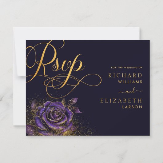 ダークゴシックバラグリッター結婚ズ 出欠カード (正面)