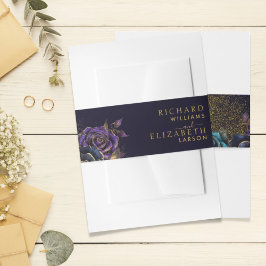 ダークゴシックバラグリッター結婚ズ 招待状ベリーバンド