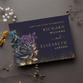 ダークゴシックバラグリッター結婚式招待状 招待状