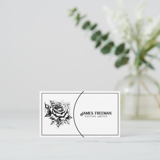 ダークゴシックバラ白黒タトゥーアーティスト 名刺 (スタンド正面)