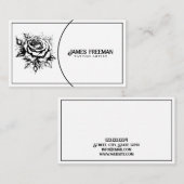 ダークゴシックバラ白黒タトゥーアーティスト 名刺 (正面/裏面)