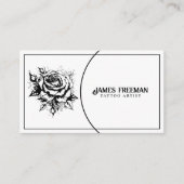 ダークゴシックバラ白黒タトゥーアーティスト 名刺 (正面)