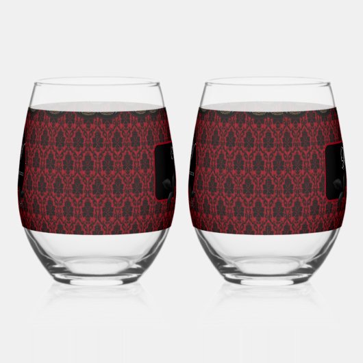 ダークゴシックバラ結婚ズ ステムなしワイングラス (右)