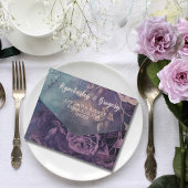 ダークゴシックパープルラベンダーフローラバラ写真 オールインワン招待状