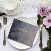 ダークゴシックパープルラベンダーフローラQRコード写真 オールインワン招待状