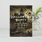 ダークゴシックビクトリアンヴィンテージ不気味ハロウィン 招待状 (スタンド正面)