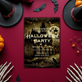 ダークゴシックビクトリアンヴィンテージ不気味ハロウィン 招待状