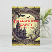 ダークゴシックビクトリアンヴィンテージ不気味ハロウィーン 招待状 (スタンド正面)