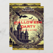 ダークゴシックビクトリアンヴィンテージ不気味ハロウィーン 招待状 (正面/裏面)