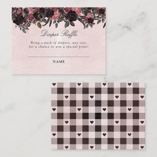 ダークゴシックフローラハロウィンおむつラッフルチケット エンクロージャーカード (正面/裏面)