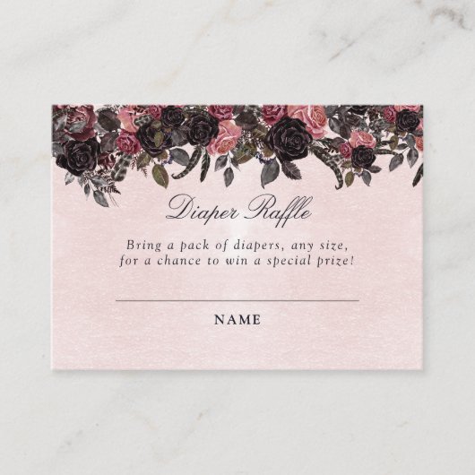 ダークゴシックフローラハロウィンおむつラッフルチケット エンクロージャーカード (正面)