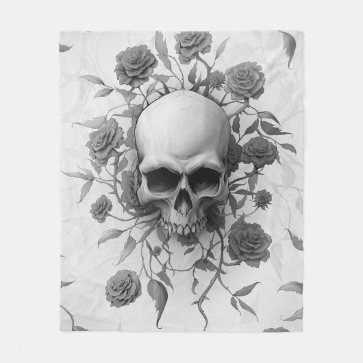 ダークゴシックフローラバラスカル フリースブランケット (正面)