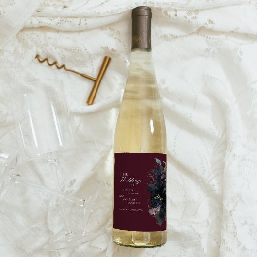 ダークゴシックフローラブルゴーニュ結婚のワインラベル ワインラベル