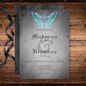 ダークゴシックブラックウォーター色のティール（緑がかった色）ガ結婚ス 招待状